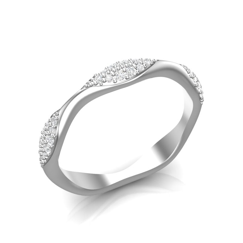 14k Gold Wavy Marquise-shape Diamond Stackable Ring/Wedding Band - Abtin & Company 