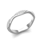 14k Gold Wavy Marquise-shape Diamond Stackable Ring/Wedding Band - Abtin & Company 