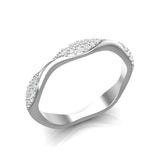 14k Gold Wavy Marquise-shape Diamond Stackable Ring/Wedding Band - Abtin & Company 
