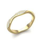 14k Gold Wavy Marquise-shape Diamond Stackable Ring/Wedding Band - Abtin & Company 