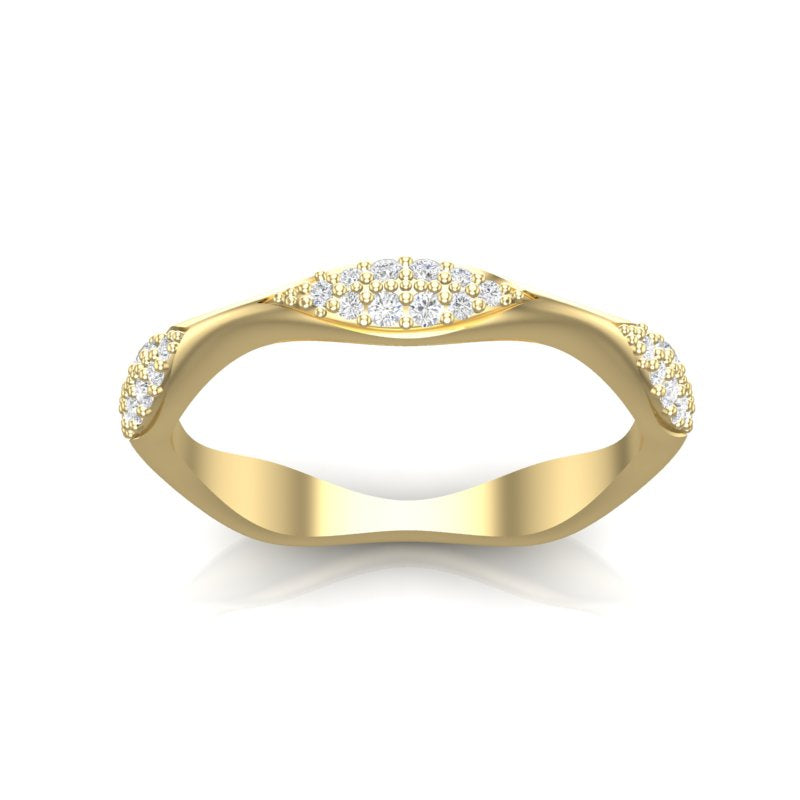 14k Gold Wavy Marquise-shape Diamond Stackable Ring/Wedding Band - Abtin & Company 