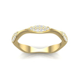 14k Gold Wavy Marquise-shape Diamond Stackable Ring/Wedding Band - Abtin & Company 