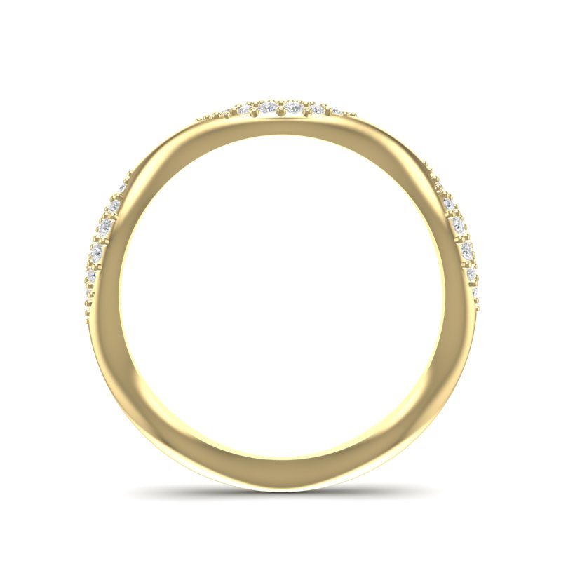 14k Gold Wavy Marquise-shape Diamond Stackable Ring/Wedding Band - Abtin & Company 