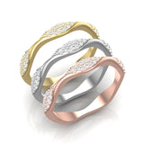 14k Gold Wavy Marquise-shape Diamond Stackable Ring/Wedding Band - Abtin & Company 