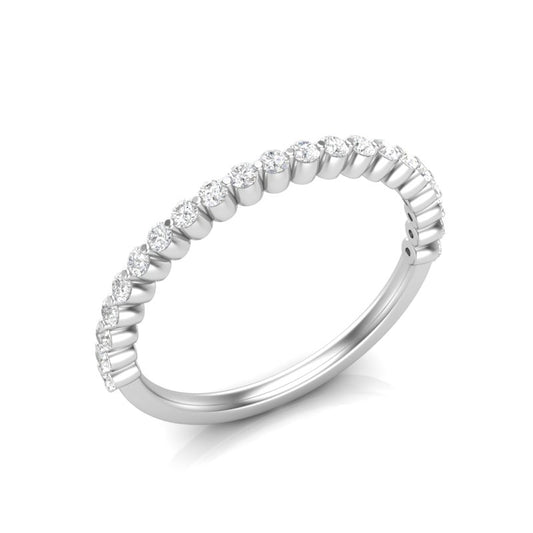 14k Gold Floating Diamond Half-eternity Stackable Ring Wedding Band - Abtin & Company 