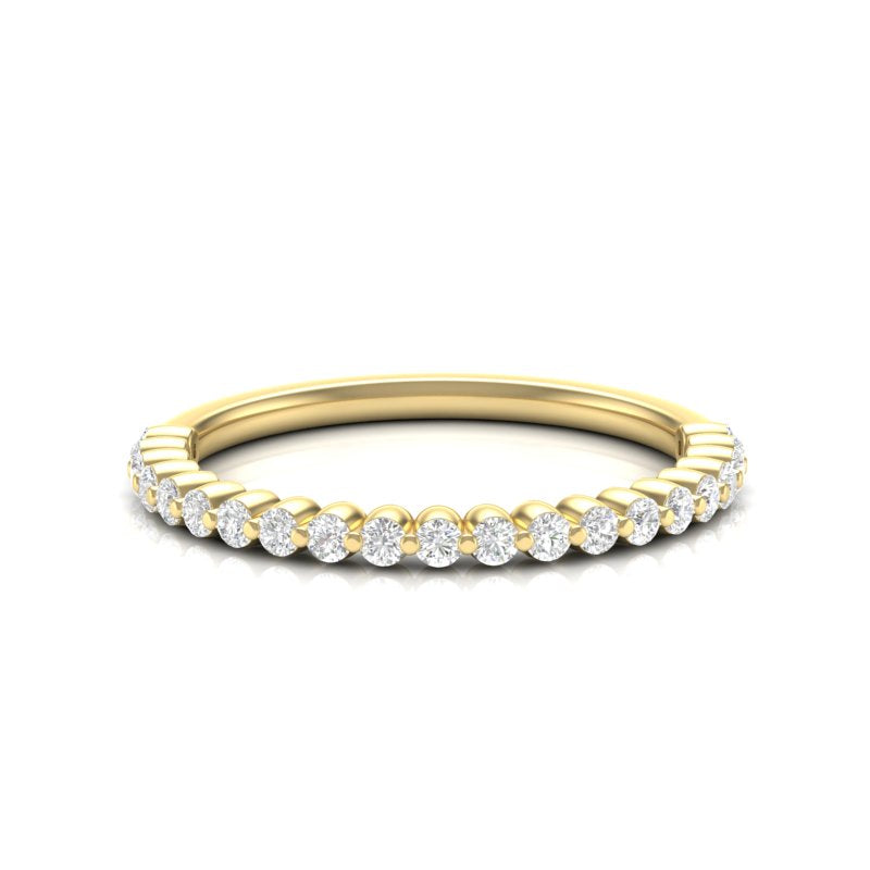 14k Gold Floating Diamond Half-eternity Stackable Ring Wedding Band - Abtin & Company 