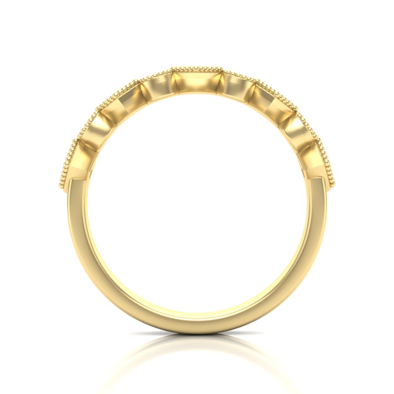 14k Diamond Milgrain Bezel Stackable Wedding Band - Abtin & Company 