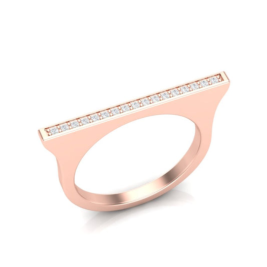 14k Gold Diamond Bar Ring Stacking Band - Abtin & Company 