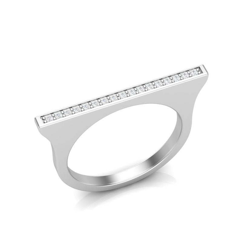 14k Gold Diamond Bar Ring Stacking Band - Abtin & Company 