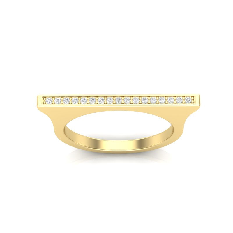 14k Gold Diamond Bar Ring Stacking Band - Abtin & Company 