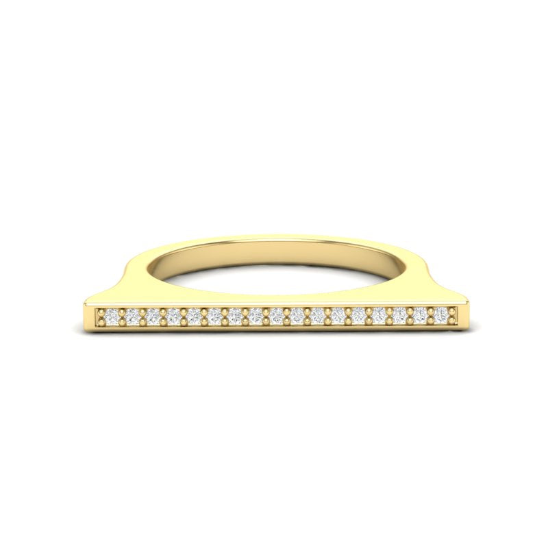 14k Gold Diamond Bar Ring Stacking Band - Abtin & Company 