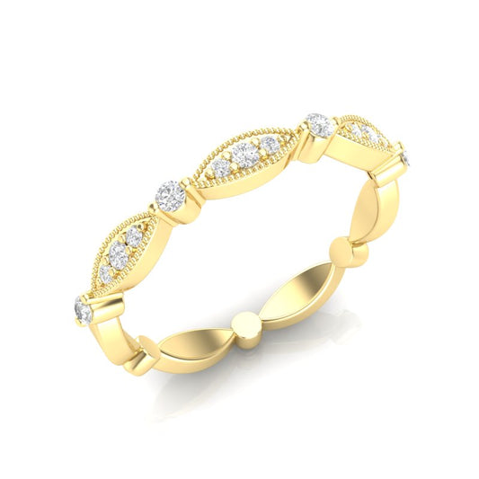 14k Gold Vintage Style Diamond Marquise Stackable Ring Wedding Band - Abtin & Company 