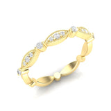 14k Gold Vintage Style Diamond Marquise Stackable Ring Wedding Band - Abtin & Company 