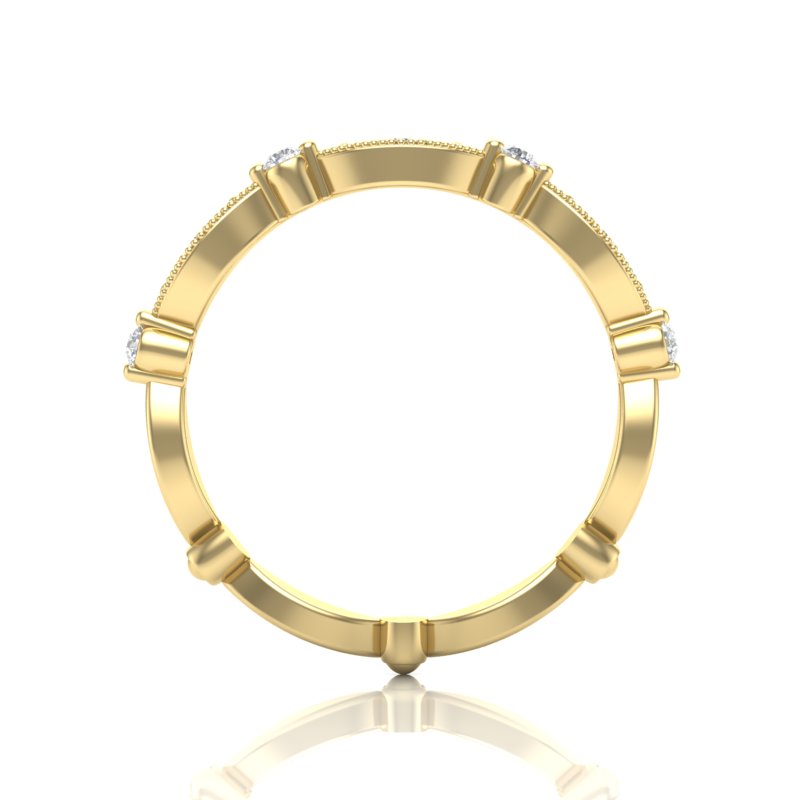 14k Gold Vintage Style Diamond Marquise Stackable Ring Wedding Band - Abtin & Company 