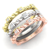 14k Gold Bezel Set Diamond Petite twist Stackable Wedding Band - Abtin & Company 