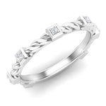 14k Gold Bezel Set Diamond Petite twist Stackable Wedding Band - Abtin & Company 