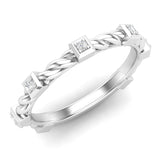 14k Gold Bezel Set Diamond Petite twist Stackable Wedding Band - Abtin & Company 