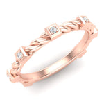 14k Gold Bezel Set Diamond Petite twist Stackable Wedding Band - Abtin & Company 