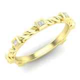 14k Gold Bezel Set Diamond Petite twist Stackable Wedding Band - Abtin & Company 