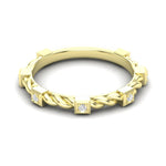 14k Gold Bezel Set Diamond Petite twist Stackable Wedding Band - Abtin & Company 