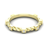 14k Gold Bezel Set Diamond Petite twist Stackable Wedding Band - Abtin & Company 