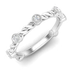 14k Gold Bezel Set Diamond Petite Twist Stackable Ring Wedding Band - Abtin & Company 
