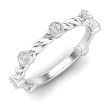 14k Gold Bezel Set Diamond Petite Twist Stackable Ring Wedding Band - Abtin & Company 