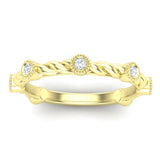 14k Gold Bezel Set Diamond Petite Twist Stackable Ring Wedding Band - Abtin & Company 