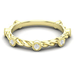 14k Gold Diamond Milgrain Bezel Twist Stackable Ring Wedding Band - Abtin & Company 