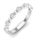 14k Gold Diamond Milgrain Bezel & Bead Stackable Ring Wedding Band - Abtin & Company 