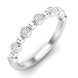 14k Gold Diamond Milgrain Bezel & Bead Stackable Ring Wedding Band - Abtin & Company 