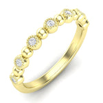 14k Gold Diamond Milgrain Bezel & Bead Stackable Ring Wedding Band - Abtin & Company 