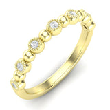 14k Gold Diamond Milgrain Bezel & Bead Stackable Ring Wedding Band - Abtin & Company 