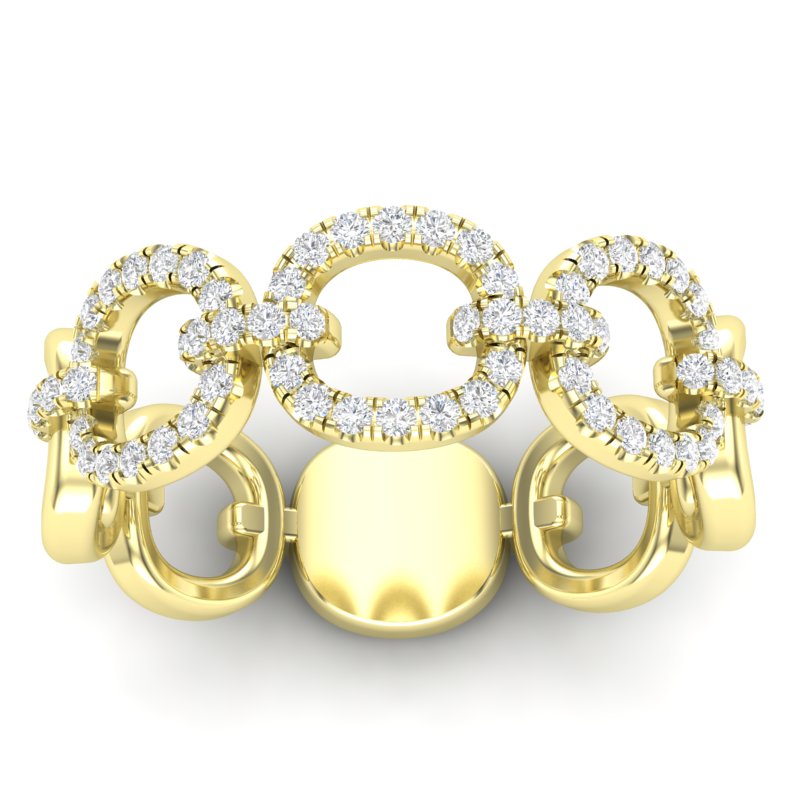 14k Gold Diamond Chain-link Ring Band - Abtin & Company 