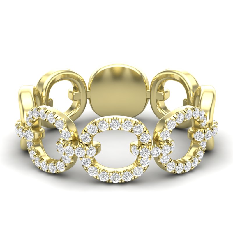 14k Gold Diamond Chain-link Ring Band - Abtin & Company 