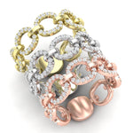 14k Gold Diamond Chain-link Ring Band - Abtin & Company 