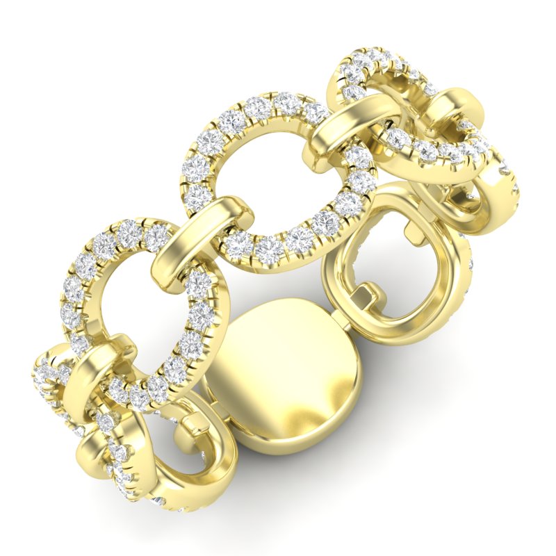 14k Gold Diamond Chain-link Ring Band - Abtin & Company 