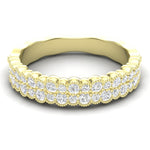 14k Gold Double Row Diamond Stackable Ring Wedding Band - Abtin & Company 
