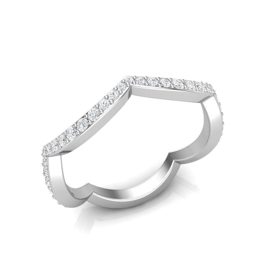 14k Gold Curved Diamond Stackable Ring Wedding Band - Abtin & Company 