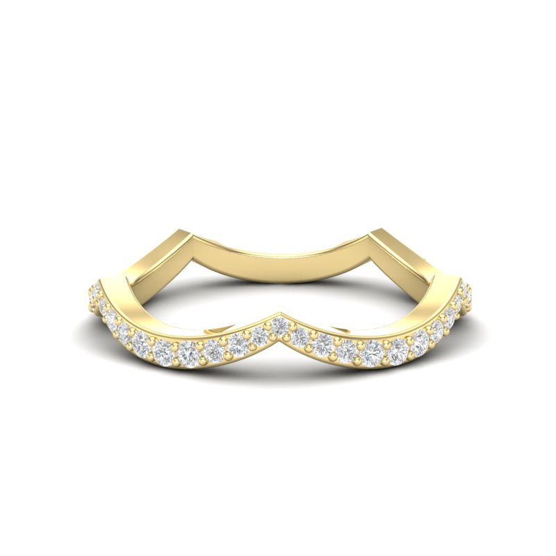 14k Gold Curved Diamond Stackable Ring Wedding Band - Abtin & Company 