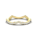 14k Gold Curved Diamond Stackable Ring Wedding Band - Abtin & Company 
