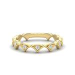 14k Gold Diamond Vintage Tiara Stackable Ring Wedding Band - Abtin & Company 