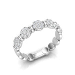 14k Gold Cluster Circular Mount Diamond Stackable Ring Wedding Band - Abtin & Company 