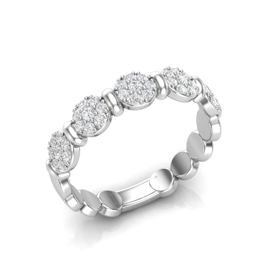 14k Gold Cluster Circular Mount Diamond Stackable Ring Wedding Band - Abtin & Company 