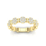 14k Gold Cluster Circular Mount Diamond Stackable Ring Wedding Band - Abtin & Company 