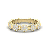 14k Gold Cluster Circular Mount Diamond Stackable Ring Wedding Band - Abtin & Company 