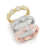 14k Gold Cluster Circular Mount Diamond Stackable Ring Wedding Band - Abtin & Company 