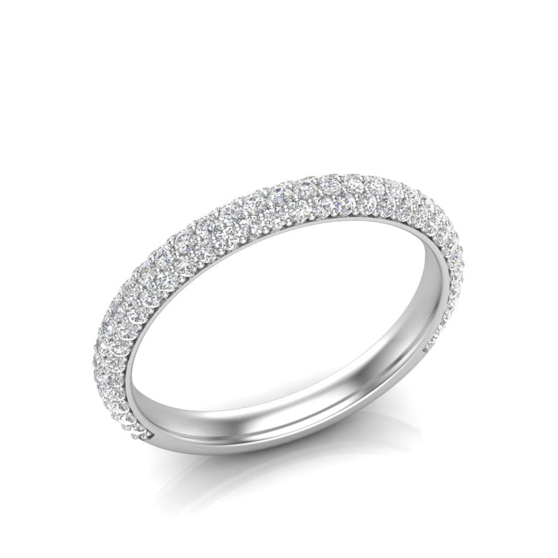 14K Gold Pave Diamond Stackable Ring/Wedding Band - Abtin & Company 