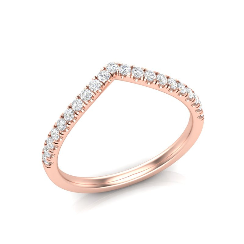 14k Gold Diamond Chevron Stackable Ring Wedding Band - Abtin & Company 