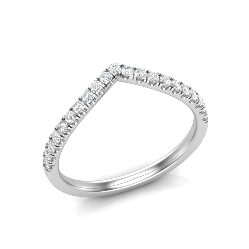 14k Gold Diamond Chevron Stackable Ring Wedding Band - Abtin & Company 